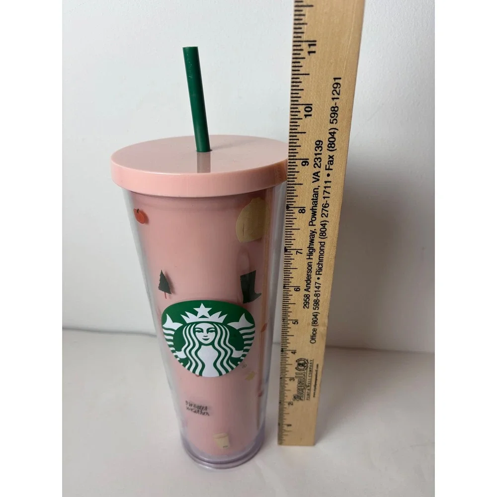 Starbucks‎ ban.do Fall Sweater Weather Pink Cold Cup Tumbler 24oz 2021 Limited